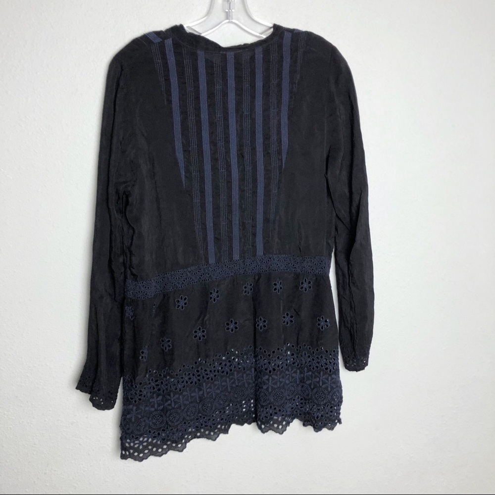 Johnny Was M Tunic Floral Embroidered Stripe Long Sleeve - Picture 5 of 9